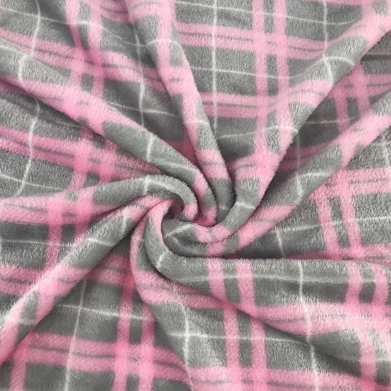 OEM Custom 100% polyester printed coral flannel plaid fleece fabric for baby blanket
