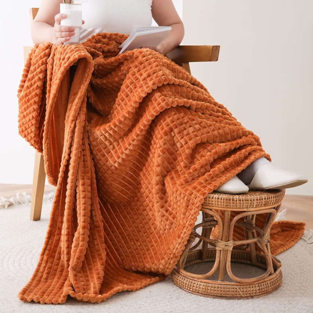 Cozy Plush Drop Needle Flannel Fleece With Waffle Textured